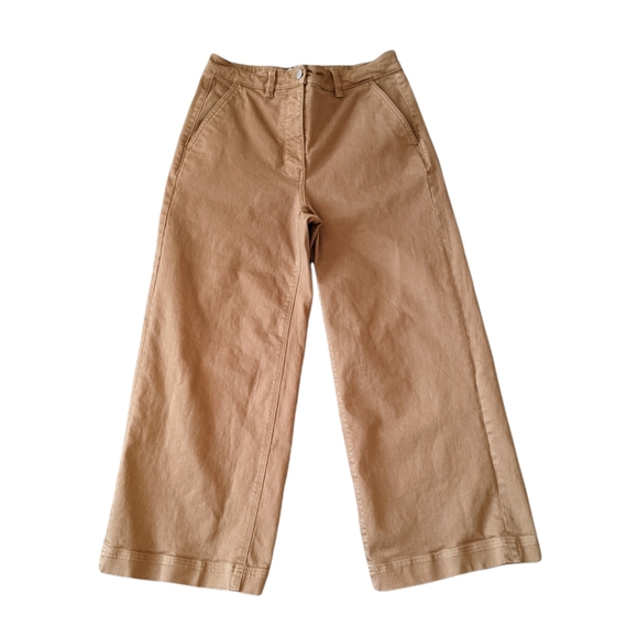 EVERLANE Wide Leg Cropped Brown Pants Size 10 - Picture 2 of 10